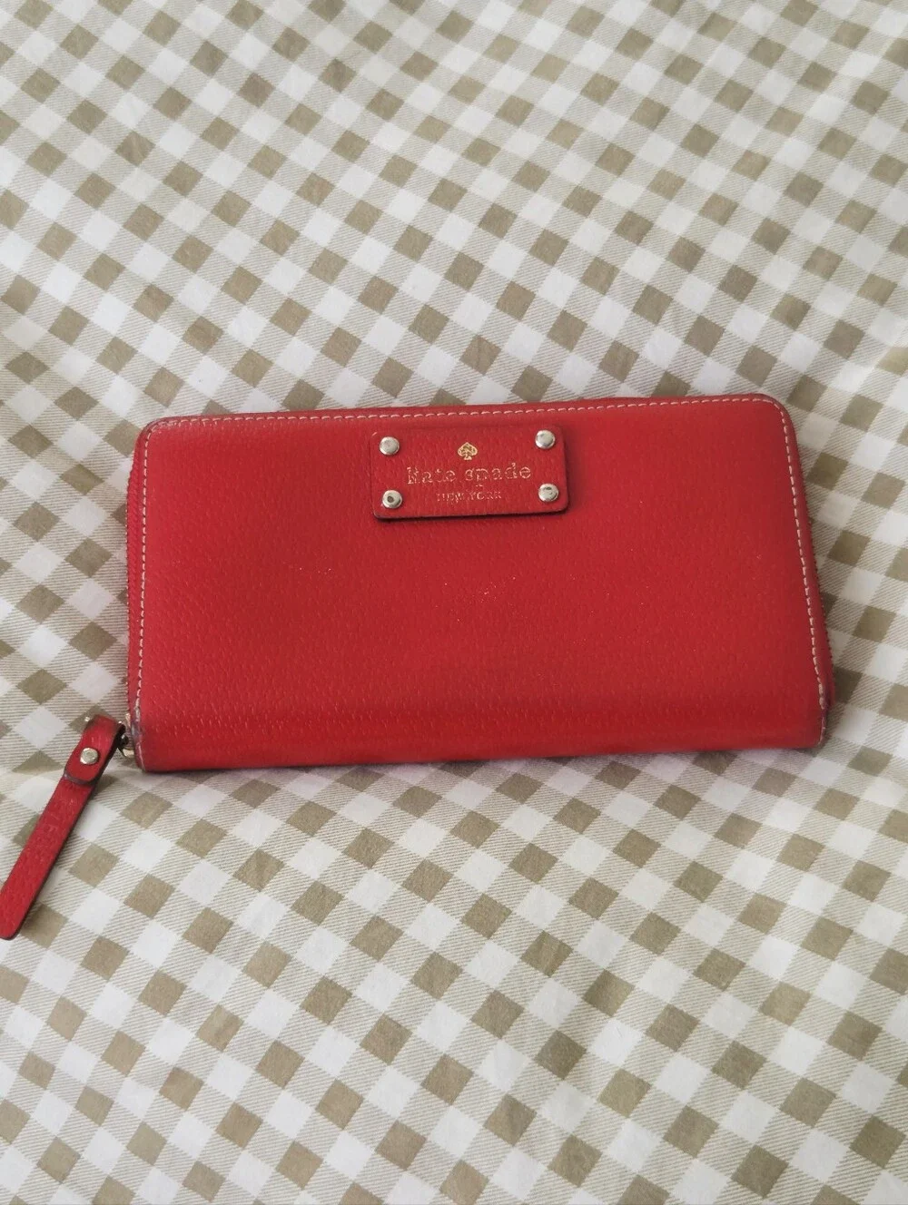 Kate Spade Wellesley Neda Red Pebbled Leather Zip-Around Wallet